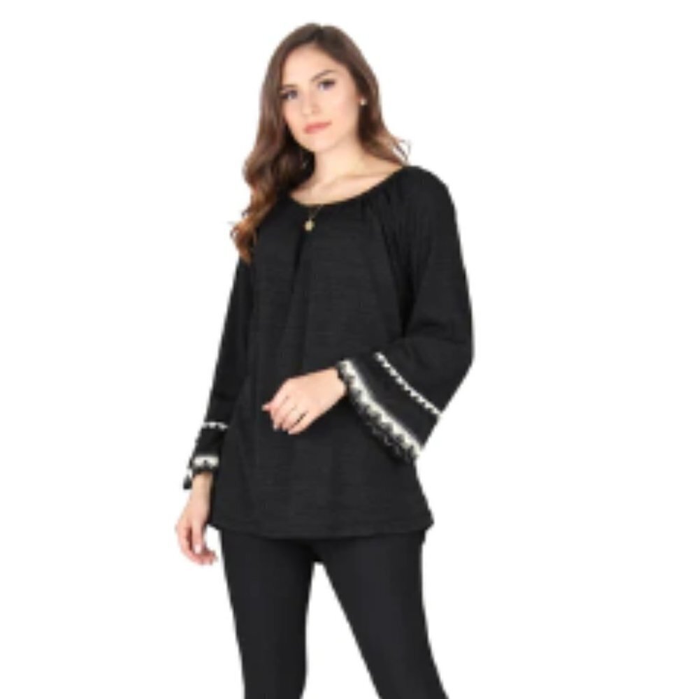 Lildy Black Bell Sleeve & Crochet Trimming L-XL